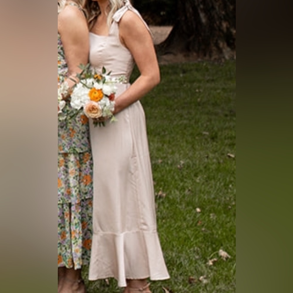 Satin bow tie sleeve dress